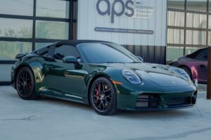 Green Porsche 911 Targa 4S with XPEL Ultimate Fusion PPF and window tint at APS in Austin, TX