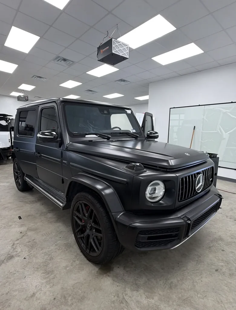 Mercedes-AMG G63 with XPEL Stealth satin PPF finished inside the APS shop
