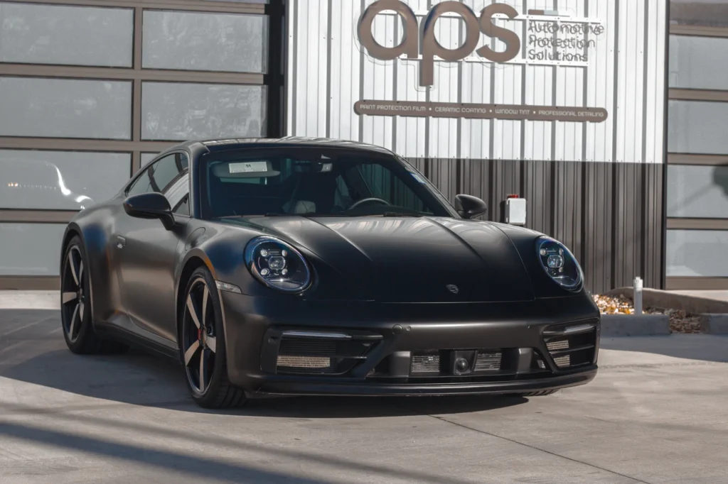 Porsche 911 Carrera with satin black PPF at APS in Austin, TX