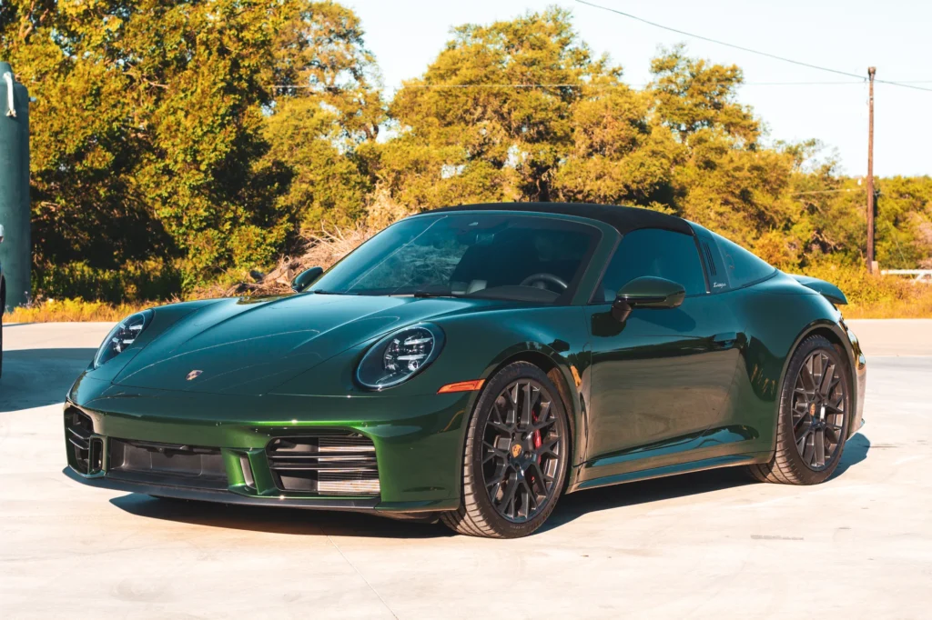 Green Porsche 911 Targa 4 GTS at APS in Austin, TX